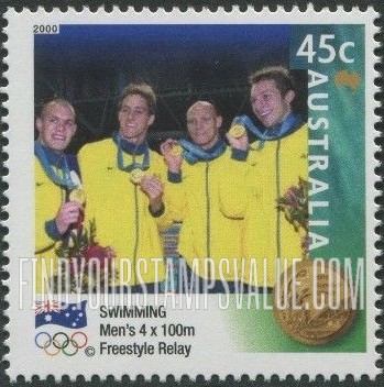 FindYourStampsValue: Australian Gold Medalists at 2000 Olympics: Men’s 4x100-meter freestyle relay swimming team