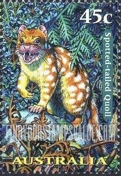 FindYourStampsValue: Nocturnal Animals: Spotted-tailed quoll