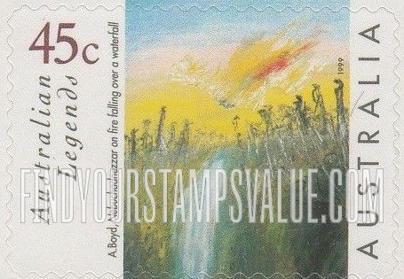 FindYourStampsValue: Legends Type of 1997: “Nebuchadnezzar on Fire Falling over a Waterfall,” by Boyd
