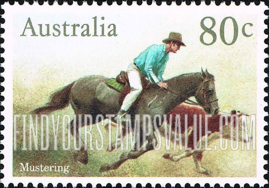 FindYourStampsValue: Horses: Stock horse mustering