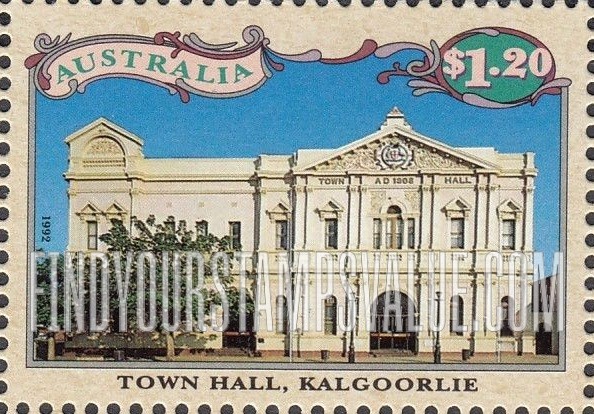 FindYourStampsValue: Buildings in Western Australia Goldfield Towns: Town Hall, Kalgoorlie