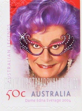FindYourStampsValue: Dame Edna Everage in 2004