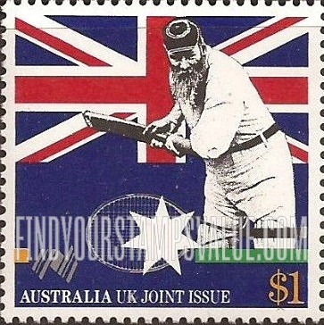 FindYourStampsValue: Australia Bicentennial: Cricketer W.G. Grace