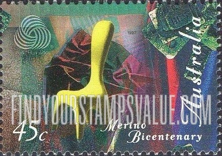 FindYourStampsValue: Arrival of Merino Sheep in Australia, Bicentennial: “Pepe” chair, uses of wool