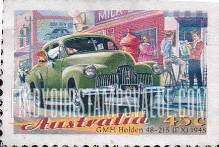 FindYourStampsValue: Classic Cars: 1948 GMH Holden 48-215 (FX)