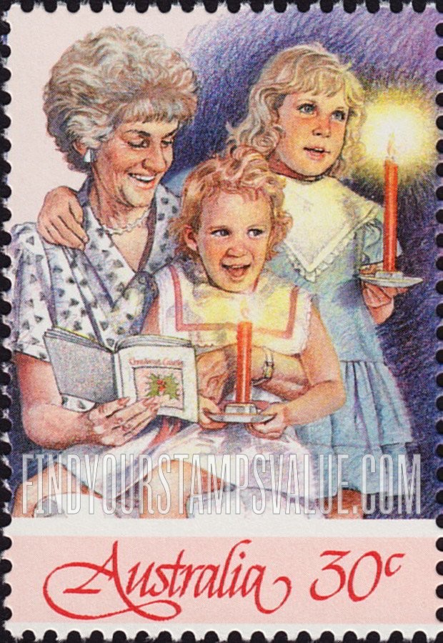 FindYourStampsValue: Christmas: Woman, two girls, vertical