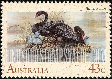 FindYourStampsValue: Water Birds: Black swan