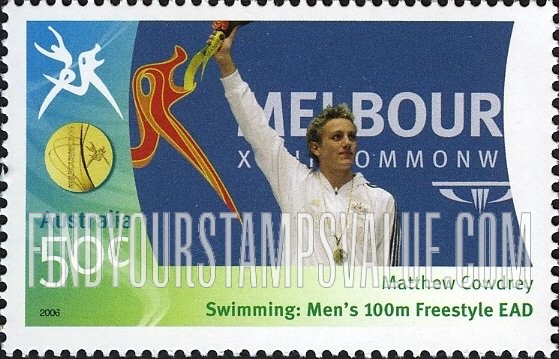 FindYourStampsValue: Medalists at Commonwealth Games: Matthew Cowdrey wearing sweatsuit