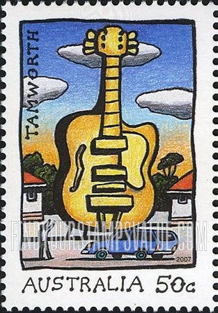 FindYourStampsValue: Tourist Attractions: Big Guitar, Tamworth, New South Wales