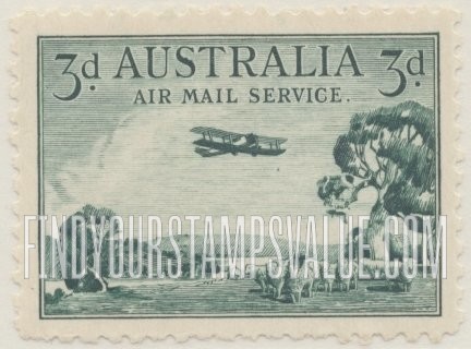 FindYourStampsValue: AIR POST - Airplane over Bush Lands