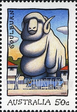FindYourStampsValue: Tourist Attractions: Big Merino Sheep, Goulburn, New South Wales