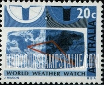 FindYourStampsValue: World weather map connecting Washington, Moscow and Melbourne, and computer and teleprinter tape spools