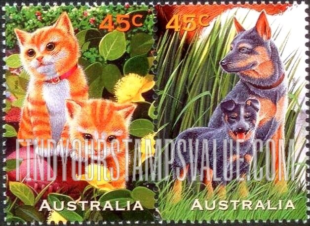 FindYourStampsValue: Pets: Dog, puppy and Kittens