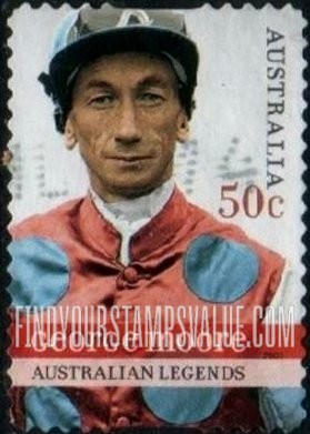FindYourStampsValue: Horse Racing Personalities: George Moore, jockey, in silks