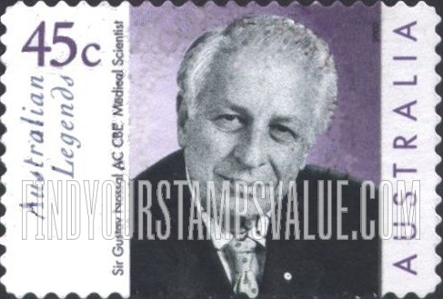 FindYourStampsValue: Australian Legends Type of 1997: Sir Gustav Nossal