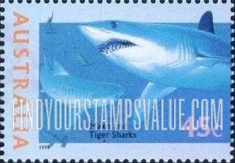 FindYourStampsValue: The World Down Under: Mako & tiger sharks