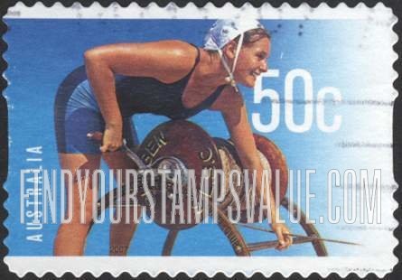FindYourStampsValue: Surf Life Saving Australia, Centennial: Female lifeguard
