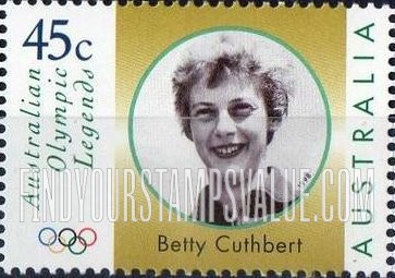 FindYourStampsValue: Legends Type of 1997: Betty Cuthbert