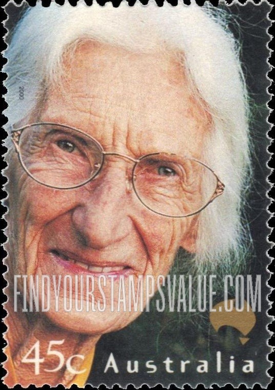 FindYourStampsValue: Faces of Australia: Mary Simons, with gray hair