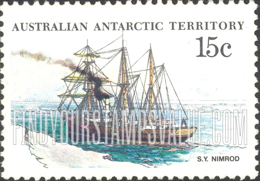 FindYourStampsValue: AUSTRALIAN ANTARCTIC TERRITORY: S.Y. Nimrod, stern view