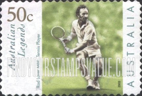 FindYourStampsValue: Australian Legends Type of 1997: Laver in action