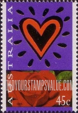 FindYourStampsValue: St. Valentine’s Day: Red & gold heart