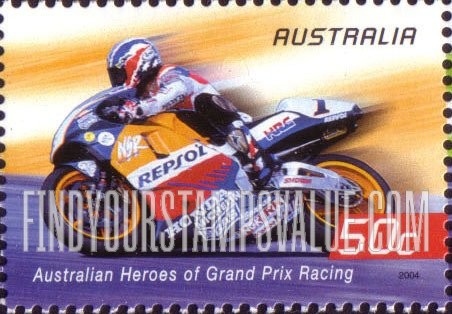 FindYourStampsValue: Grand Prix Motorcycle Racing: Mick Doohan (motorcycle #1, red panel)
