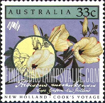 FindYourStampsValue: Cook’s New Holland Expedition: Hibiscus merankensis