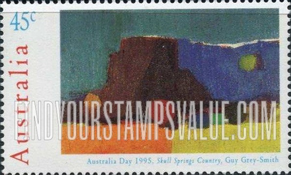 FindYourStampsValue: Australia Day Type of 1994: Skull Springs Country, by Guy Grey-Smith