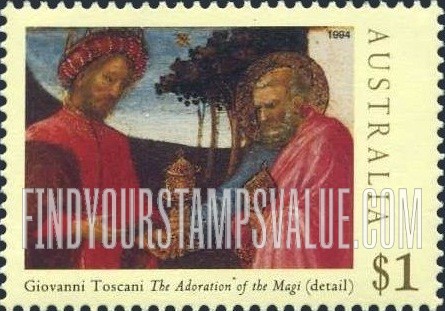 FindYourStampsValue: Christmas: Joseph receiving frankincense from Magi