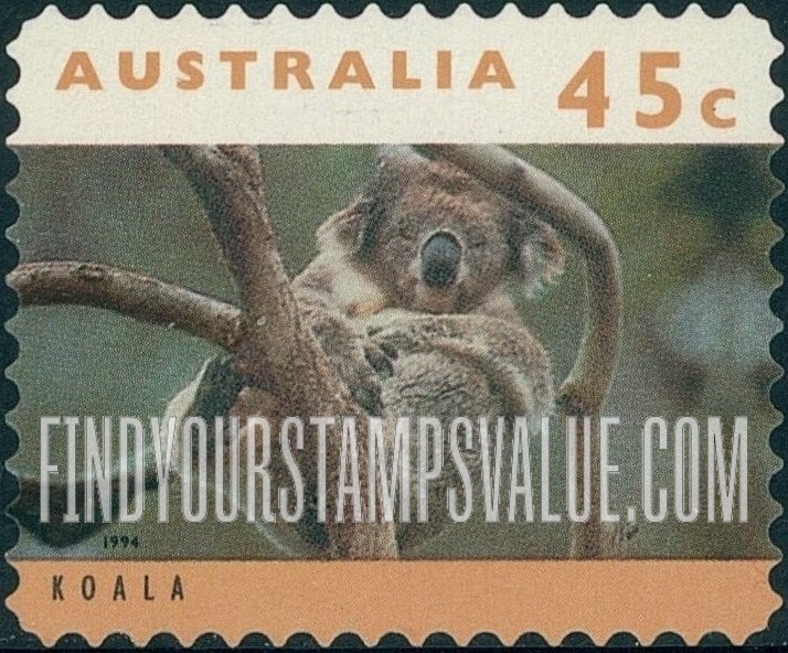 FindYourStampsValue: Threatened Species Type of 1992: Koala in tree