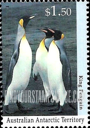FindYourStampsValue: AUSTRALIAN ANTARCTIC TERRITORY - Regional Wildlife: King penguins, vertical