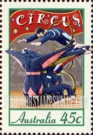 FindYourStampsValue: Circuses in Australia, 150th Anniversary: Tumblers