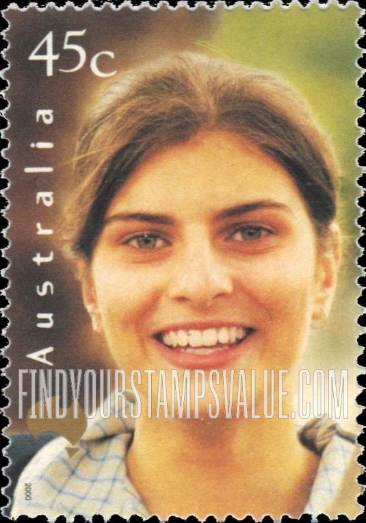 FindYourStampsValue: Faces of Australia: Wadad Dennaoui, with checked blouse