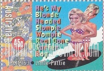FindYourStampsValue: Rock and Roll in Australia: “He’s My Blonde-headed Stompie Wompie Real Gone Surfe Boy,” by Little Pattie, 1963
