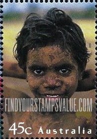 FindYourStampsValue: Faces of Australia: Cyril Watson, Aboriginal boy