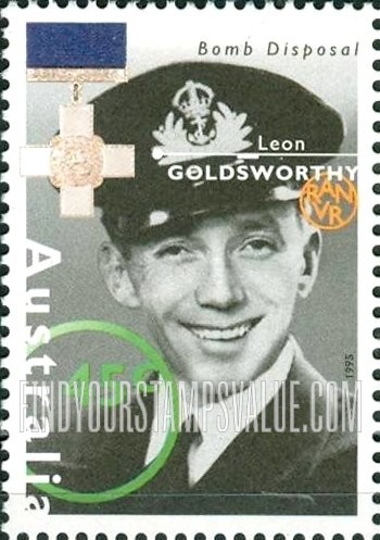 FindYourStampsValue: Famous Australians from World War II Type of 1995: Leon Goldsworthy