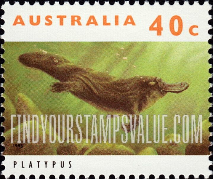 FindYourStampsValue: Threatened Species Type of 1992: Platypus