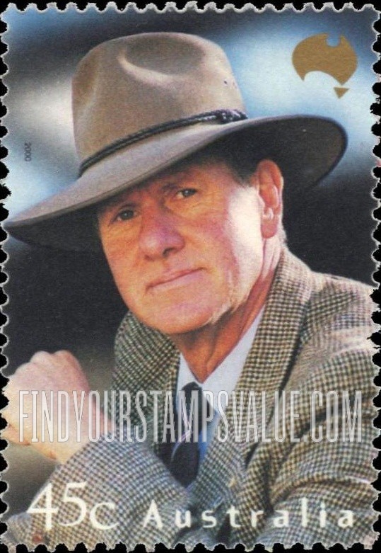 FindYourStampsValue: Faces of Australia: John Thurgar, with suit, tie and hat
