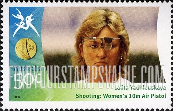 FindYourStampsValue: Medalists at Commonwealth Games: Lalita Yauhleuskaya wearing sight