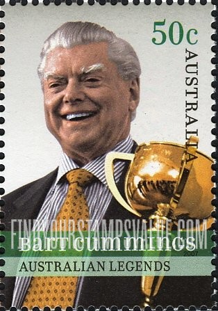 FindYourStampsValue: Horse Racing Personalities: Cummings holding trophy
