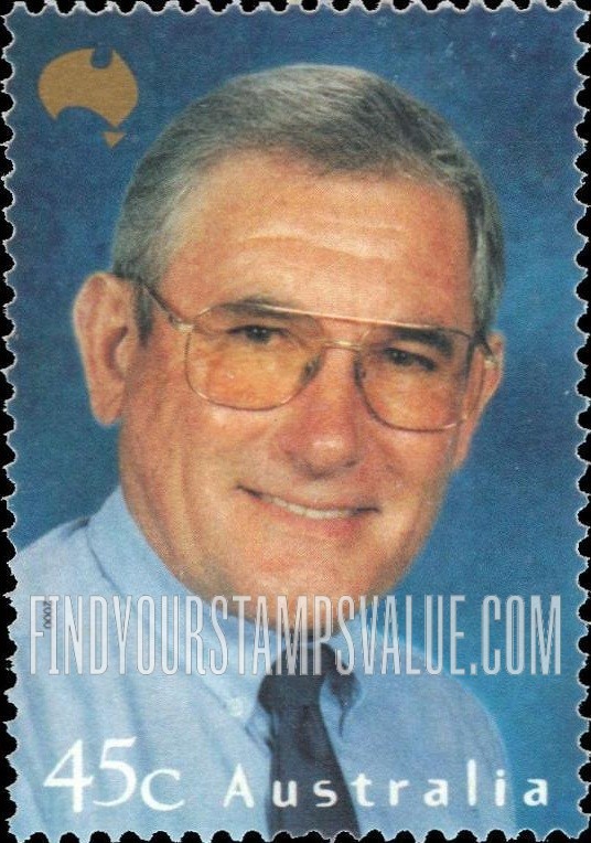 FindYourStampsValue: Faces of Australia: Donald George Whatham, in shirt and tie