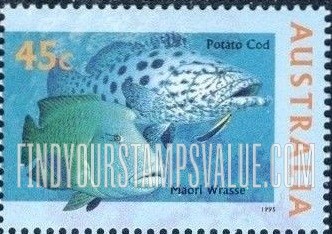 FindYourStampsValue: The World Down Under: Potato cod, giant maori wrasse