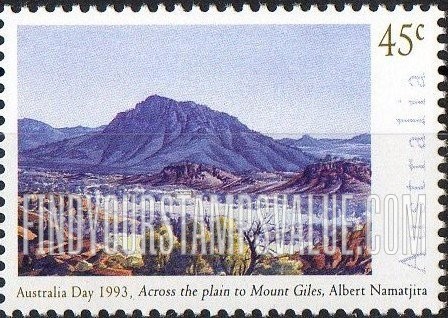 FindYourStampsValue: Watercolor Paintings by Albert Namatjira: Across the Plain to Mount Giles