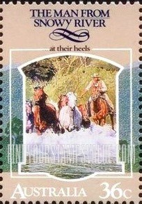 FindYourStampsValue: The Man from Snowy River 1890, Ballad by A.B. Paterson: At their heels