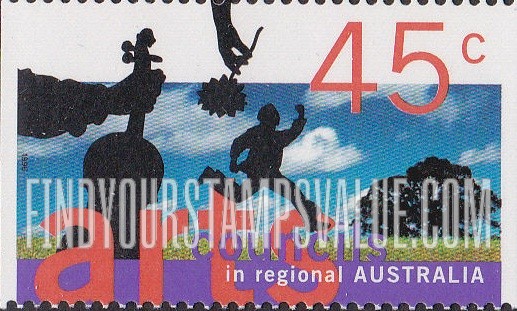 FindYourStampsValue: Arts Councils in Regional Australia: Violinist, hand holding flower, dancer, tree in field