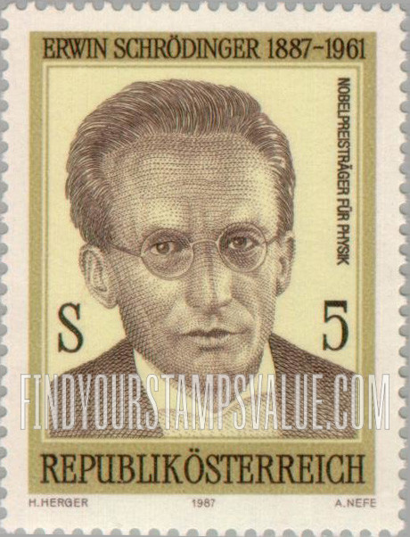 FindYourStampsValue: Dr. Erwin Schrodinger (1887-1961), 1933 Nobel Laureate in Physics