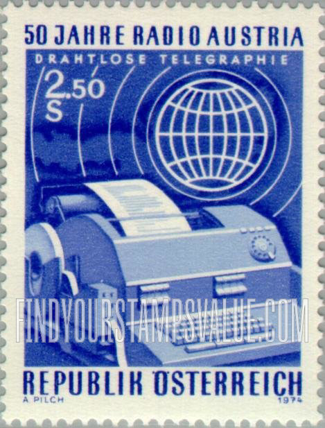FindYourStampsValue: Radio Austria, 50th Anniversary: Telex Machine