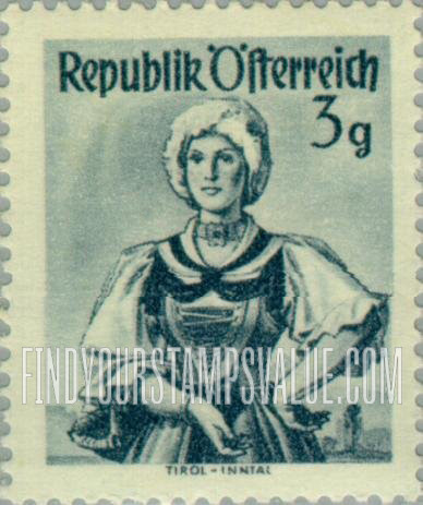 FindYourStampsValue: Austrian Costumes: Tyrol, Inn Valley