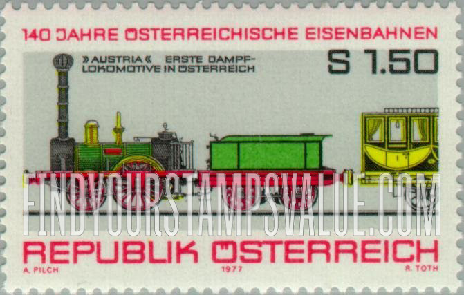 FindYourStampsValue: “Austria,” First Steam Locomotive in Austria